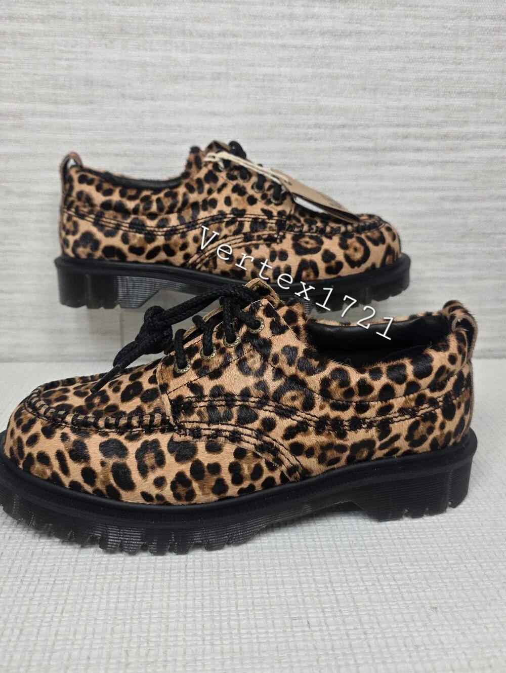 Sz W 8/ M7 Dr. Martens Lowell Leopard Print Moc Toe Shoes Brown/Black New